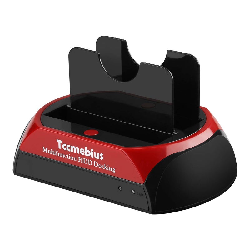 Tccmebius USB 2.0 Hard Drive Docking Station, TCC-S867-US USB 2.0 to 2.5 3.5 Inch SATA IDE Dual Slots Reader External Enclosure, for 2.5" 3.5" IDE SATA I/II/III HDD SSD - Image 1